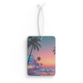 Tropical Sunset Car Air Freshener — Retro Beach Palm Tree Scenery