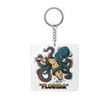 Florida Octopus with Pizza Square Keychain — Novelty Florida Souvenir