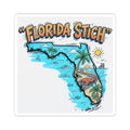 Florida Stitch Kiss-Cut Sticker — Vintage Florida Map Beach Design